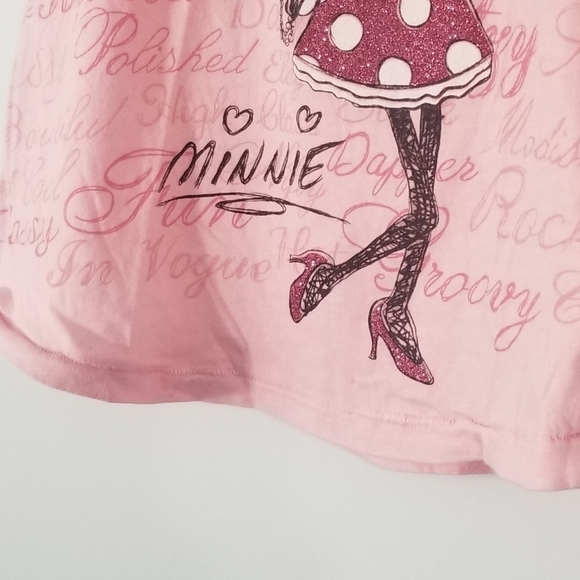 Disney Minnie Mouse Girls Graphic Tee.  Sparkly, Glam, Diva, Bow. Size XS. - Picture 4 of 7
